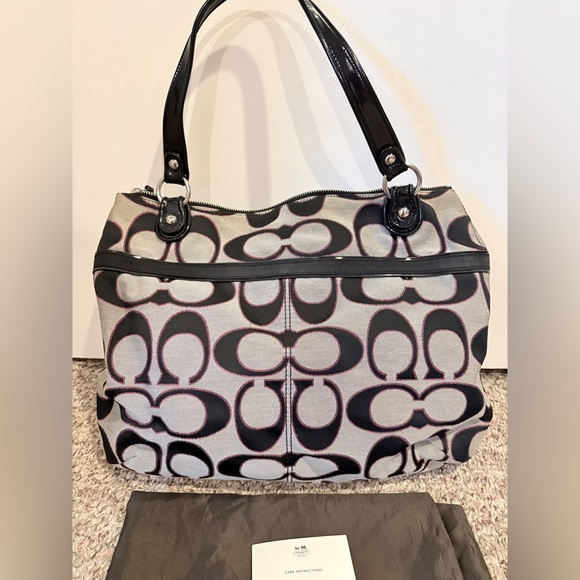 Coach Monogram Shoulder Bag in Black and Gray - Picture 2 of 4